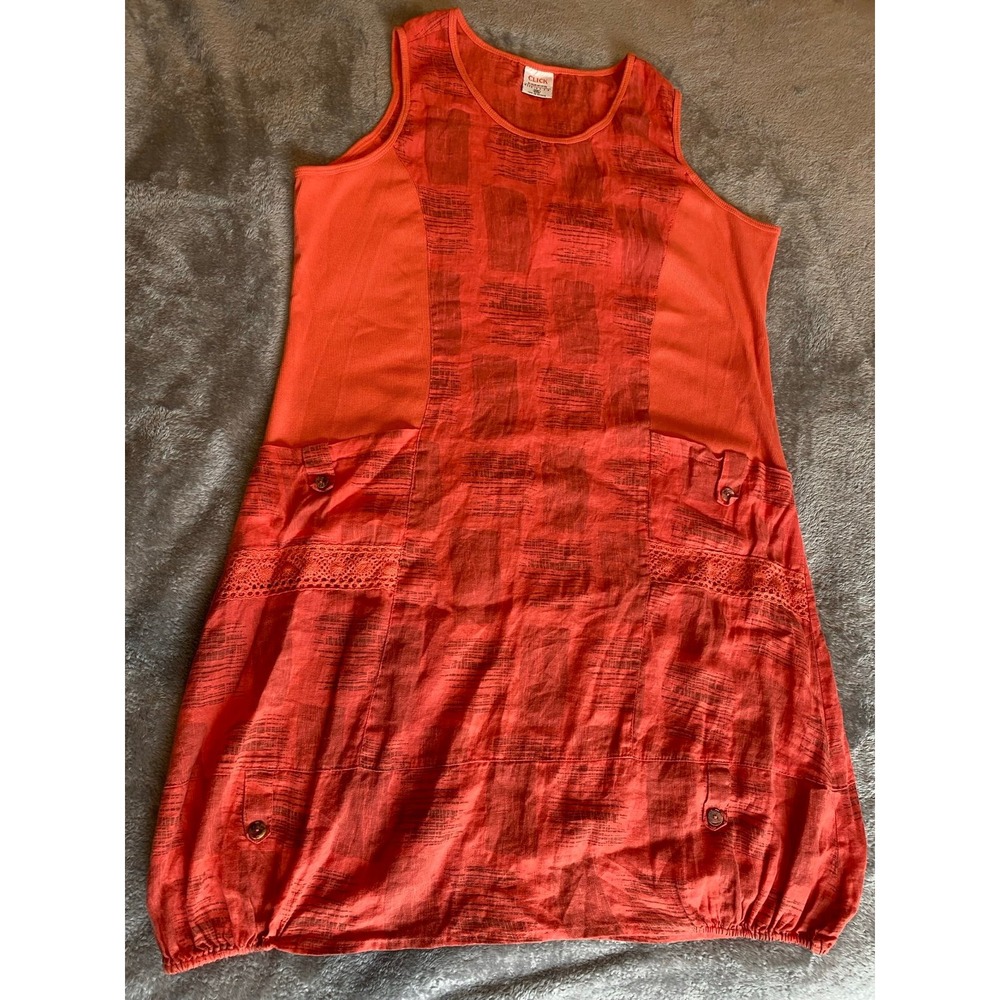 Click Linen Dress Jumper XXL Color Me Cotton USA Sleeveless Stretch Sides SKU2